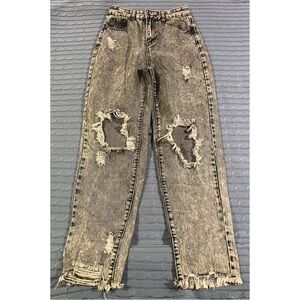 SHEIN Distressed Acid Wash Jeans
